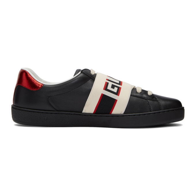 Photo: Gucci Black New Ace Elastic Band Sneakers