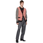 Gucci Red and Black Wool Jacquard Cardigan