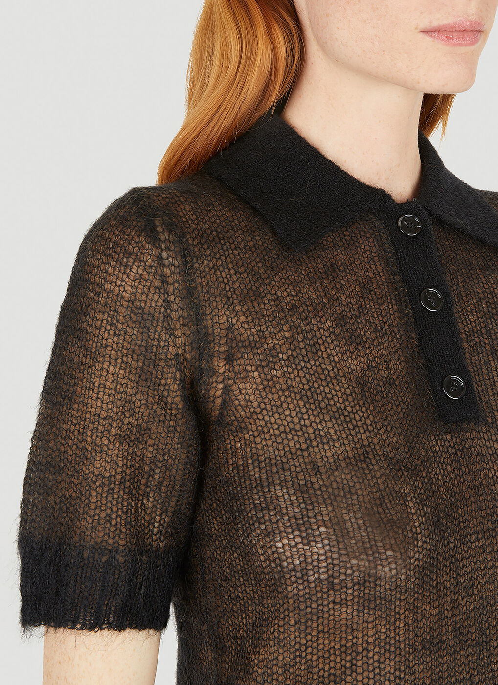 Sheer Knit Polo Top in Black Acne Studios Sheer Knit Polo Top in Black Acne Studios