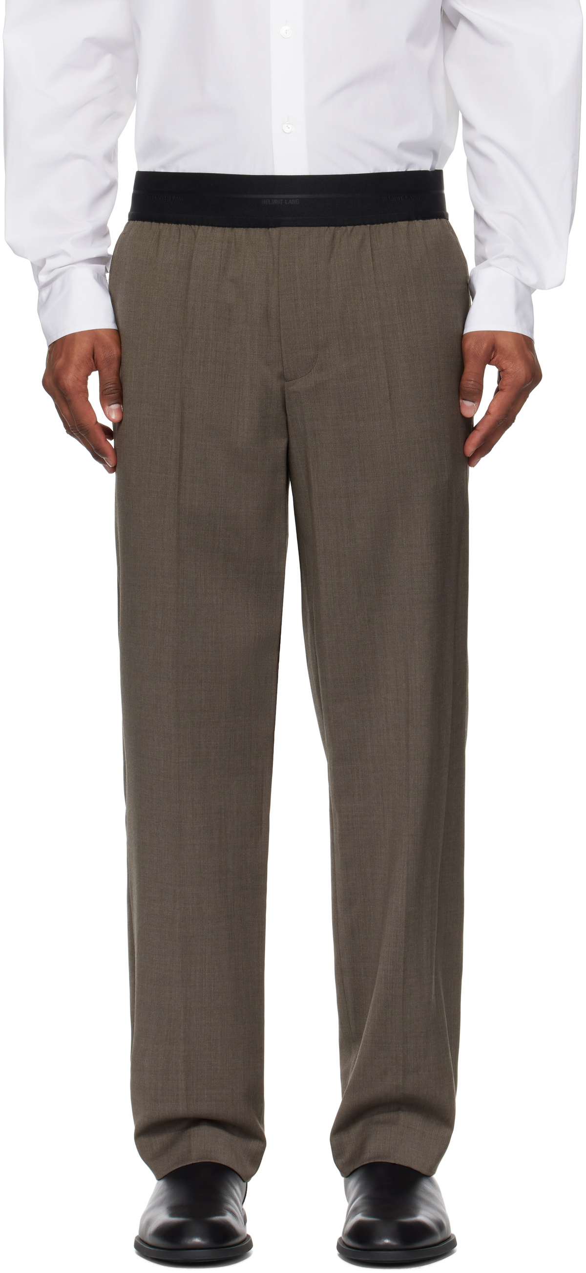 Helmut Lang Brown Tapered Pull-On Trousers