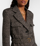 Chloé Belted herringbone wool-blend coat