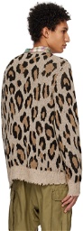 R13 Beige & Brown Leopard Sweater