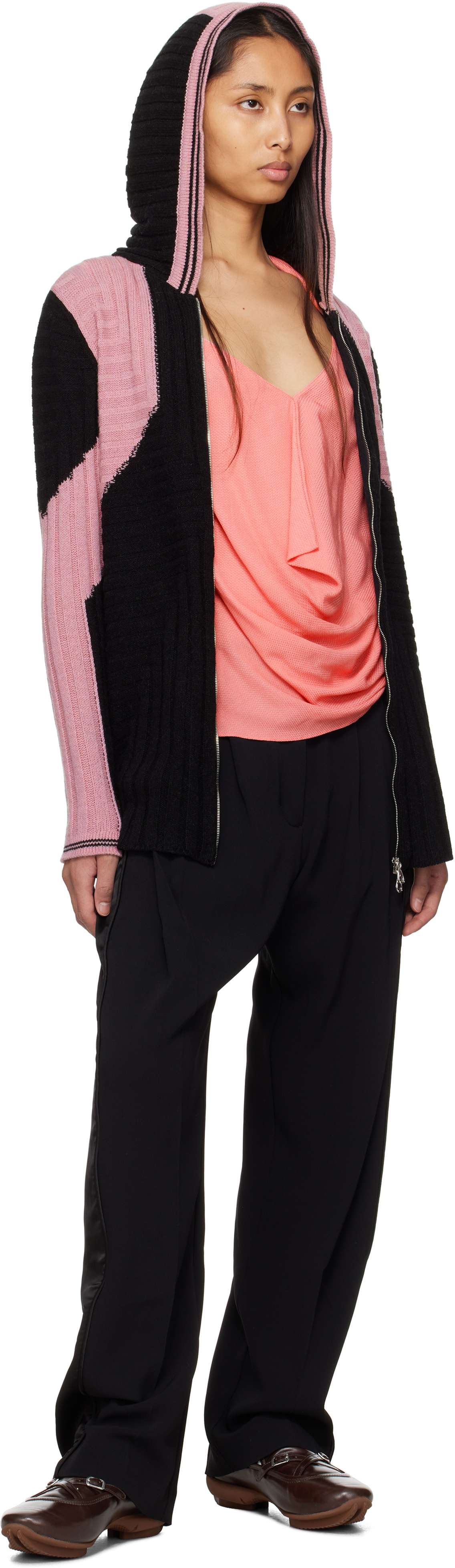 Kiko Kostadinov Black & Pink Dakota Oversized Knit Hoodie