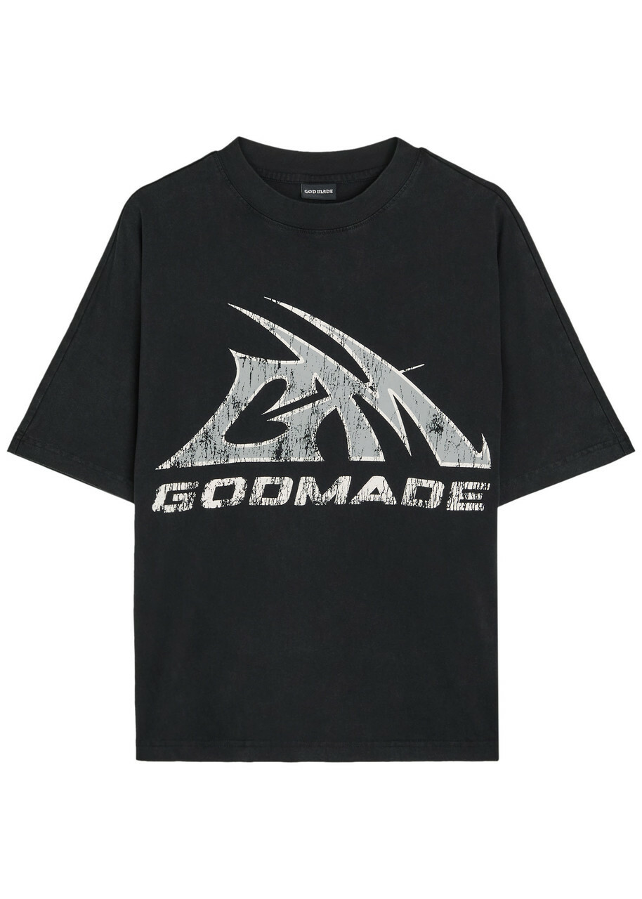 God Made Logo-print Cotton T-shirt Black