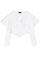 A.W.A.K.E Mode Oversized-collar Cropped Cotton-blend Jacket White