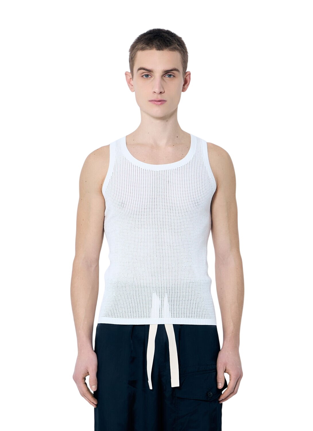 Dries Van Noten Black Mesh Tank Top Dries Van Noten