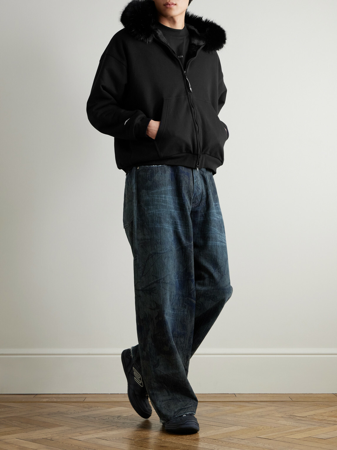 Balenciaga - Plush-Lined Cotton-Jersey Hoodie - Black