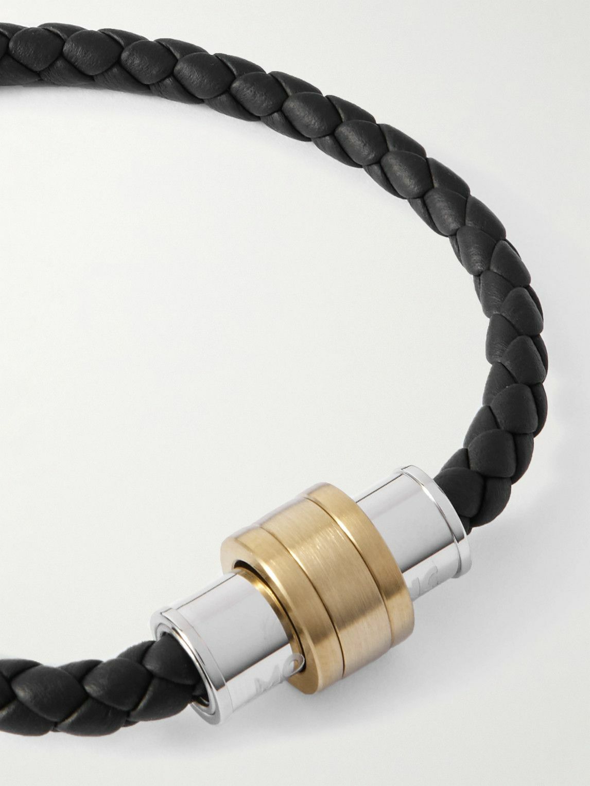 Montblanc - Silver and Gold-Tone Woven Leather Bracelet