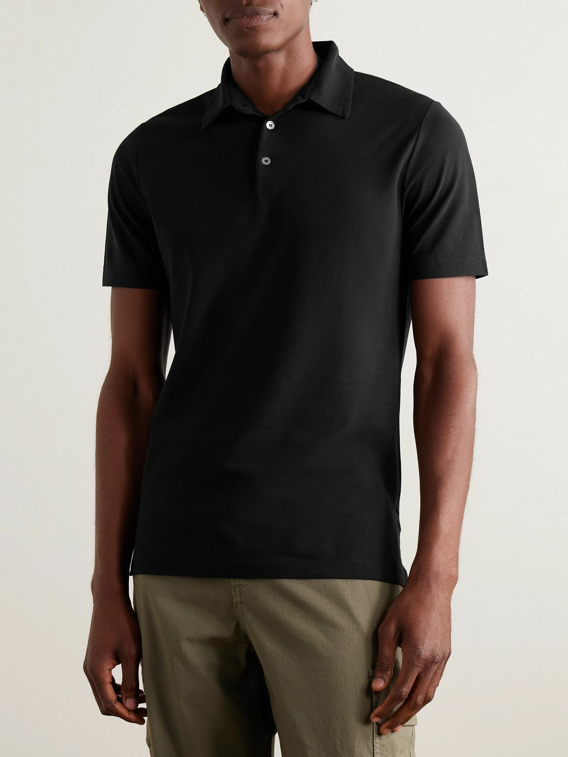 Incotex - Zanone Slim-Fit IceCotton Polo Shirt - Black