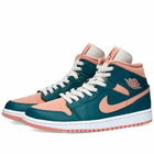 Air Jordan Women's 1 Mid Sneakers in Dark Teal Green