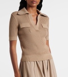 Patou Ribbed-knit cotton polo shirt