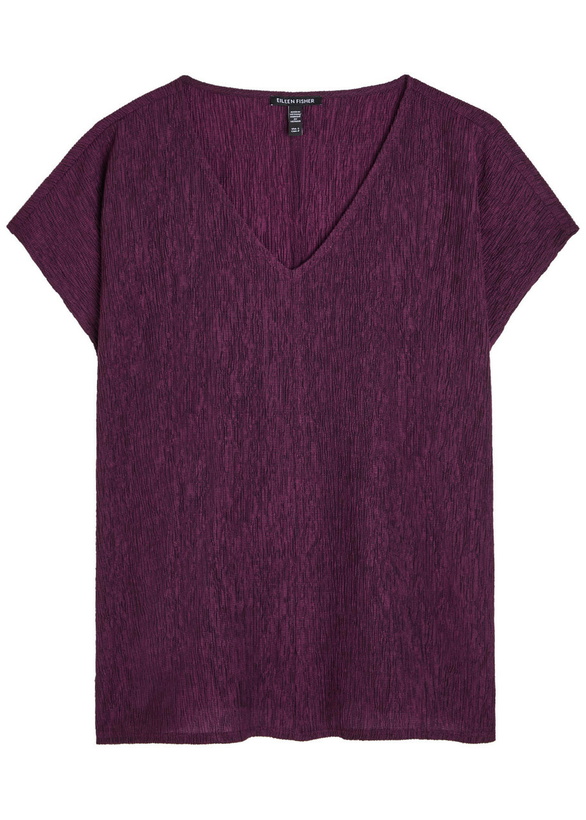 Photo: Eileen Fisher V-neck Plissé top Purple