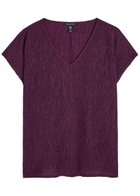 Eileen Fisher V-neck Plissé top Purple
