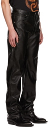 LU'U DAN Black Straight-Leg Faux-Leather Trousers