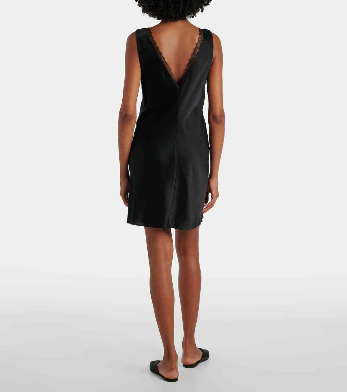 Leset Barb lace-trimmed satin minidress