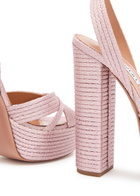 Aquazzura Sundance 140 Ribbed Woven Sandals Pink