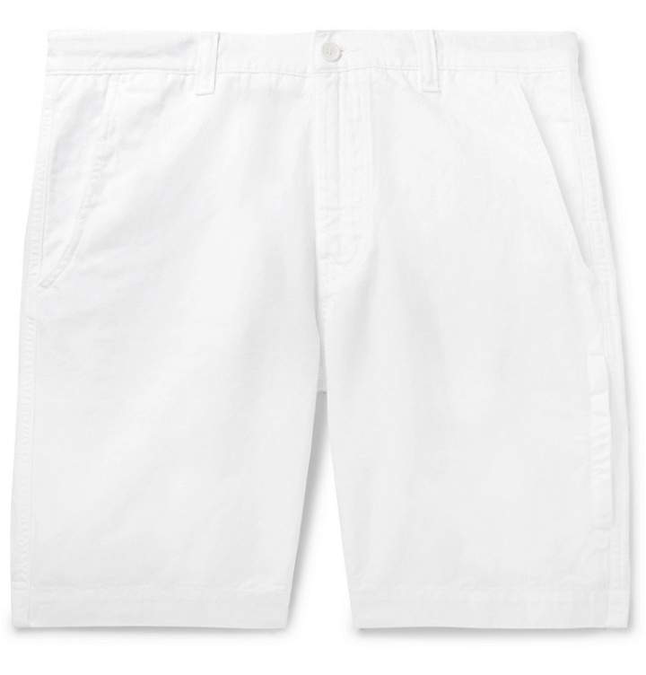 Photo: Aspesi - Slim-Fit Cotton and Linen-Blend Twill Bermuda Shorts - White