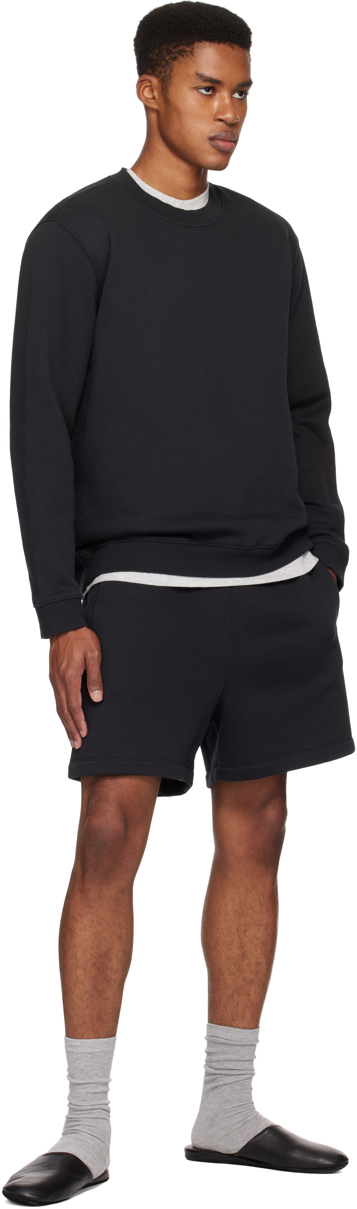 SKIMS Black Fleece Lounge Classic Crewneck Sweatshirt