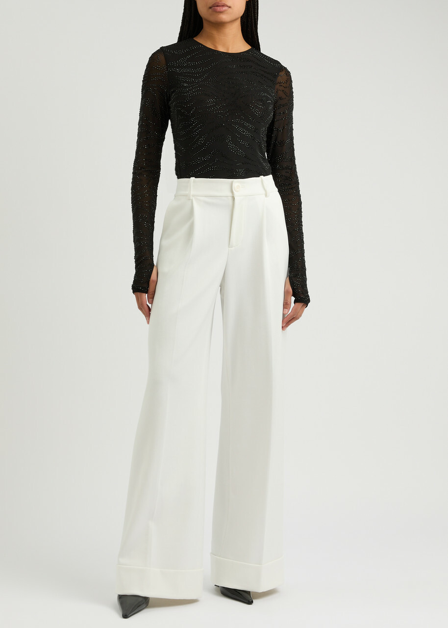 Alice + Olivia Delaina Embellished Tulle top Black