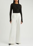 Alice + Olivia Delaina Embellished Tulle top Black