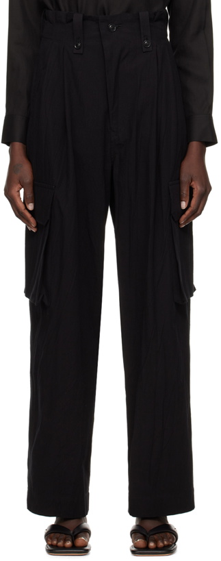 Photo: Y's Black Bellows Pocket Trousers