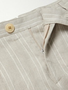 Oliver Spencer - Claremont Tapered Pleated Striped Linen Trousers - Neutrals