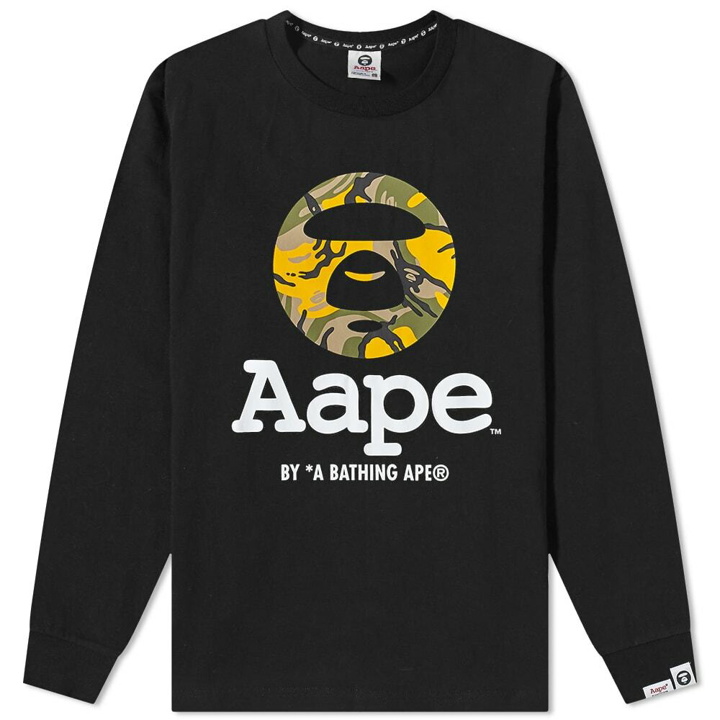 Photo: AAPE Men's Long Sleeve Camo Moon Face T-Shirt in Black