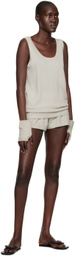 Frenckenberger Taupe Crewneck Tank Top