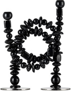POLSPOTTEN Black & Silver Beads Candle Holders