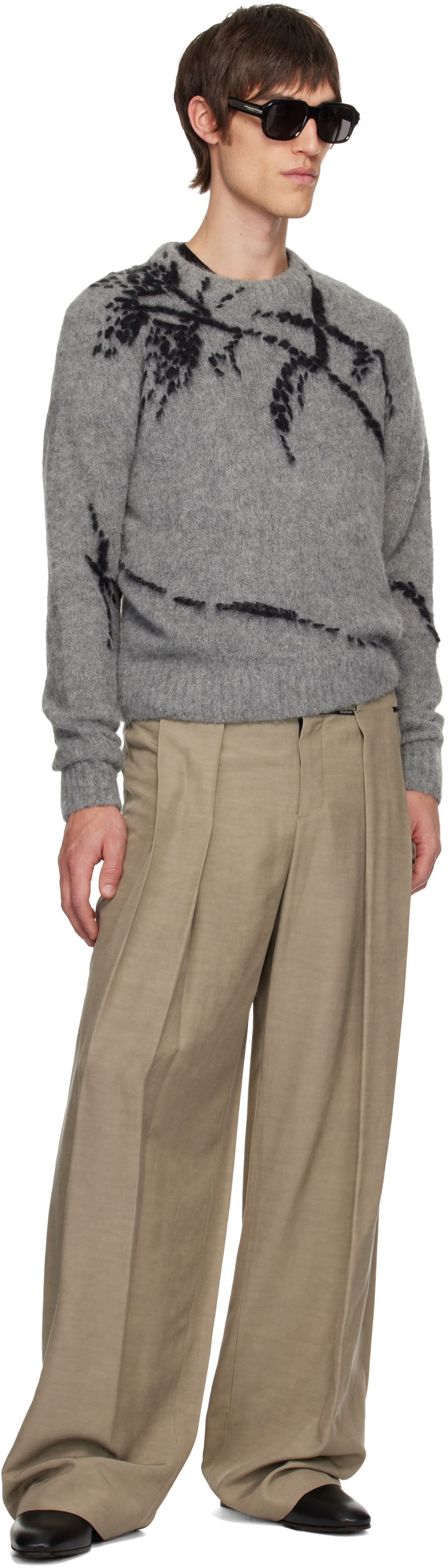 Balmain Taupe Pleated Trousers