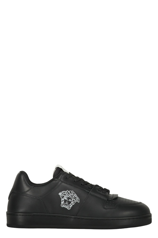 Photo: Versace Logo Detail Leather Sneakers