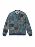 KAPITAL - Boro Distressed Patchwork Cotton and Linen-Blend Sweatshirt - Blue