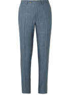 Canali - Kei Slim-Fit Tapered Stretch-Cotton Twill Suit Trousers - Blue