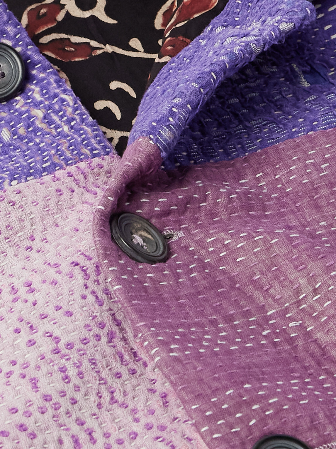 Kartik Research - Patchworked Kantha Cotton Jacket - Purple