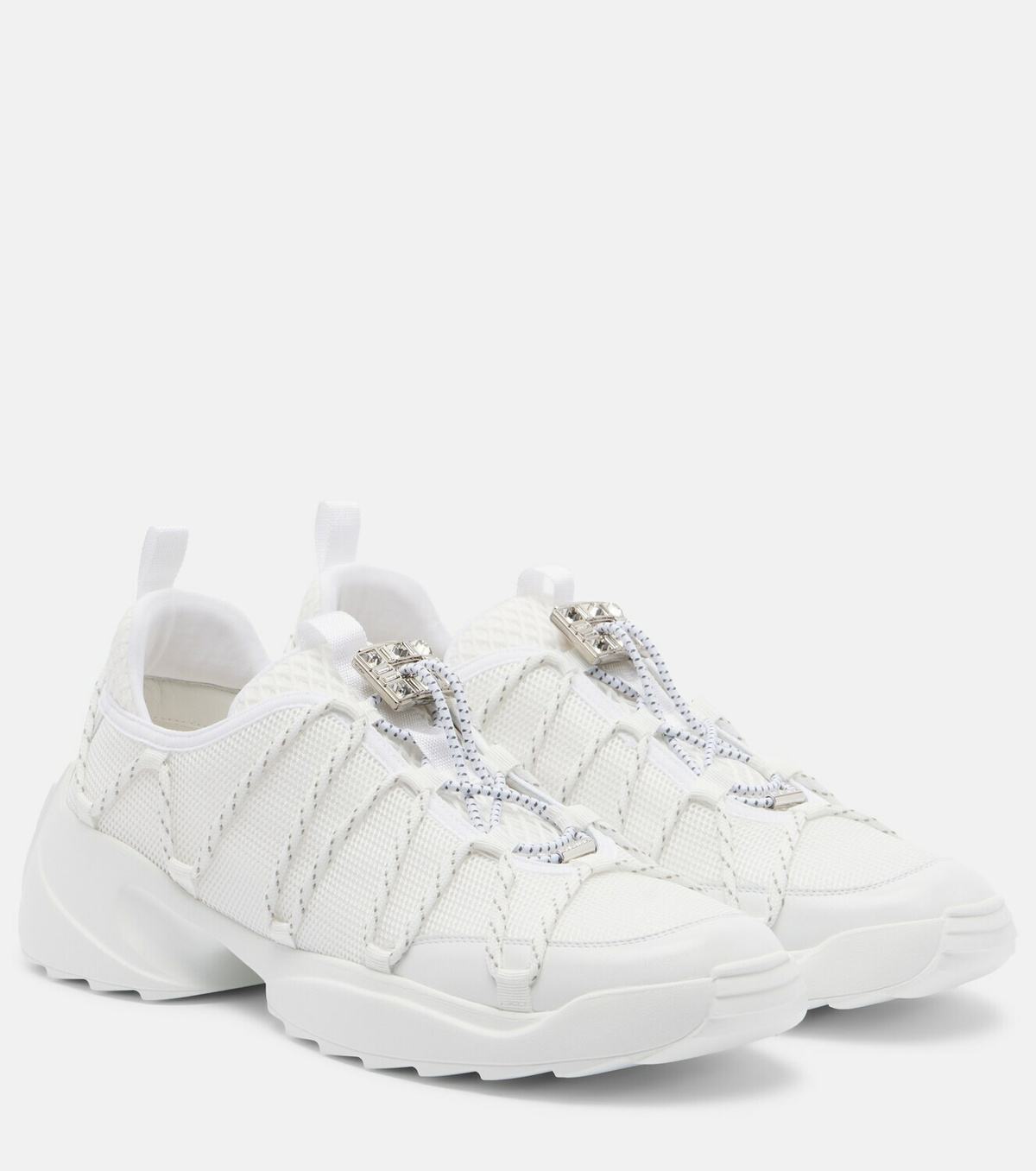 Roger Vivier Viv' Zag leather-trimmed mesh sneakers