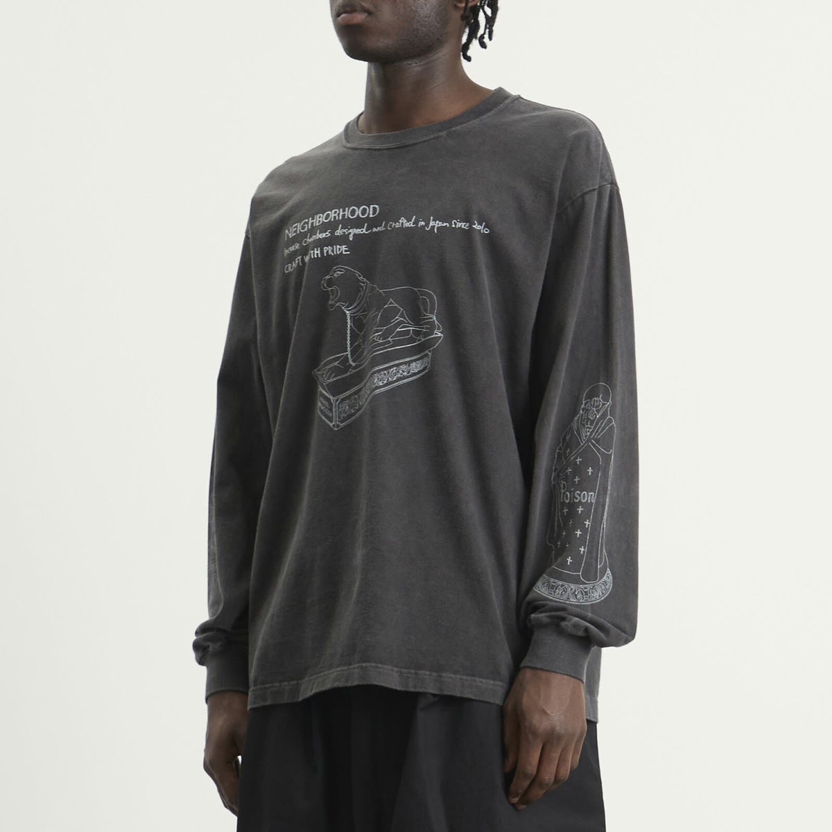 Neighborhood Men's LS-8 Pigment Dyed Long Sleeve T-Shirt in Black