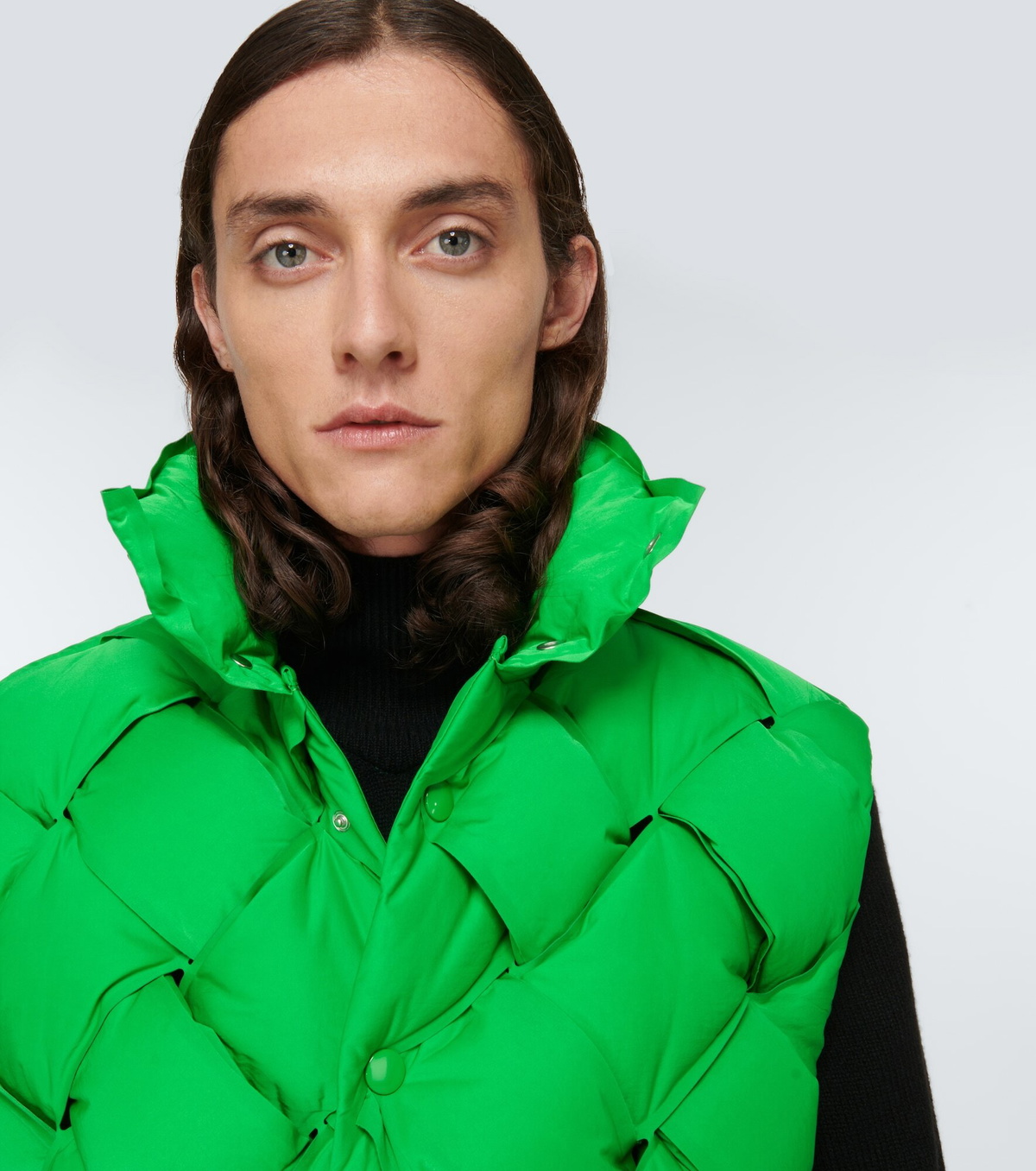 【送料&関税込】Bottega Veneta Acid Green Nylon Padded Vest Bottega Veneta - Intrecciato technical nylon vest Bottega Veneta