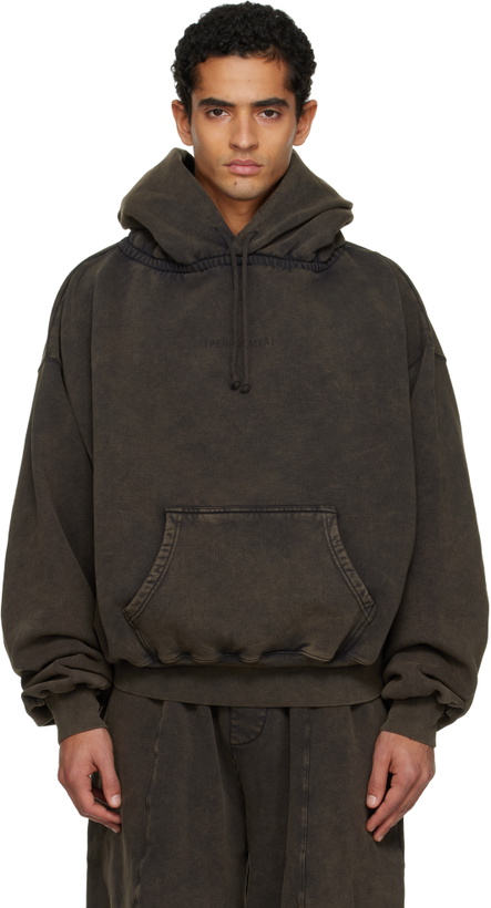 Photo: ALAINPAUL Brown Gathered Neckline Hoodie