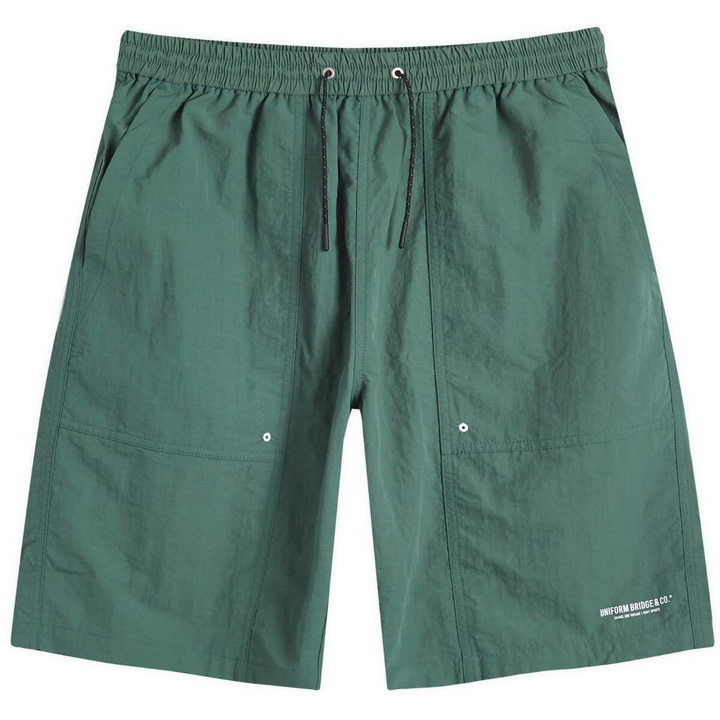 Photo: Uniform Bridge Men's Nylon Trail Shorts in Green