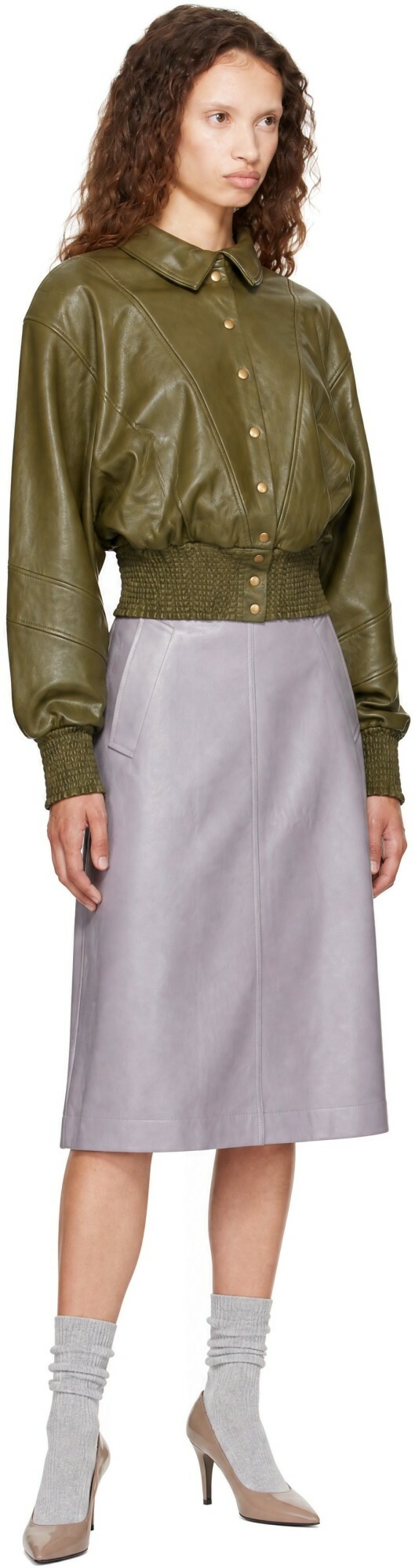 Nicklas Skovgaard Green Sandy Leather Jacket