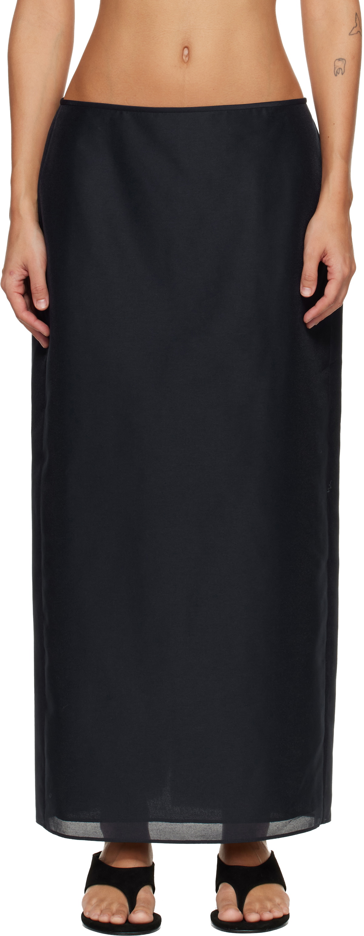 LE17SEPTEMBRE Navy Sheer Structured Midi Skirt