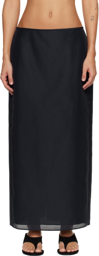 Photo: LE17SEPTEMBRE Navy Sheer Structured Midi Skirt