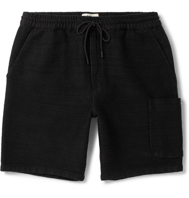 Photo: Folk - Textured-Cotton Drawstring Shorts - Men - Black