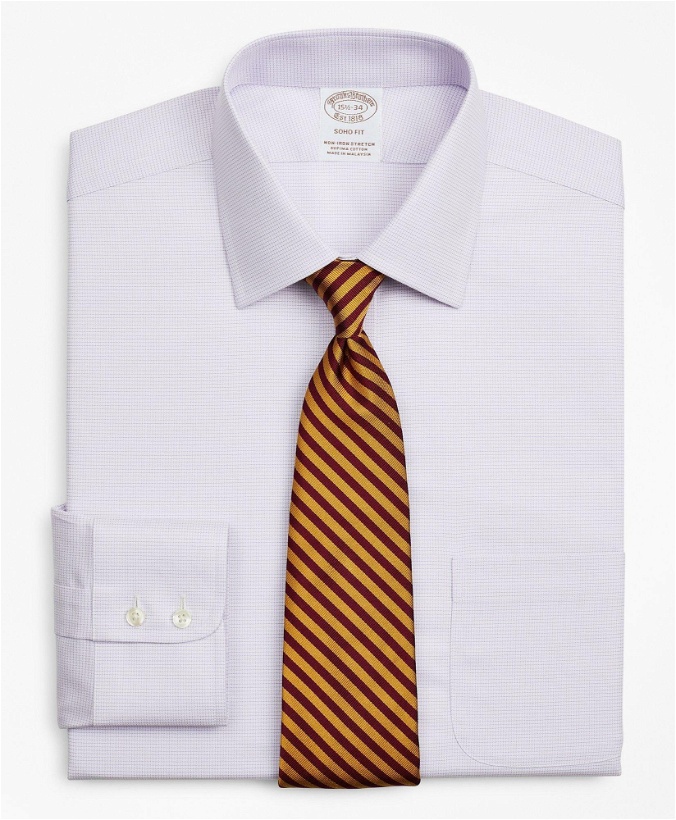Photo: Brooks Brothers Men's Stretch Soho Extra-Slim-Fit Dress Shirt, Non-Iron Twill Ainsley Collar Micro-Check | Lavender