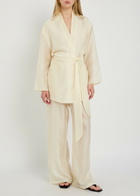 Solaqua Alma Embroidered Belted Kimono Robe Ivory