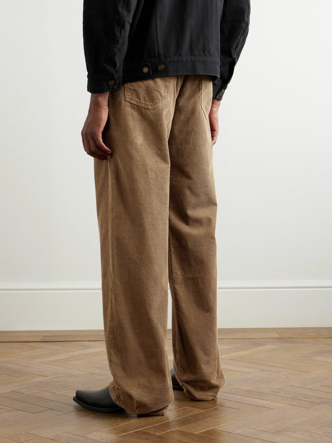 【関税・送料込み】SAINT LAURENT PANTS BROWN COTTON PANTS SAINT LAURENT Cotton-corduroy bootcut pants | NET-A-PORTER