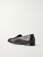 Aimé Leon Dore - Logo-Embellished Croc-Effect Leather Loafers - Brown