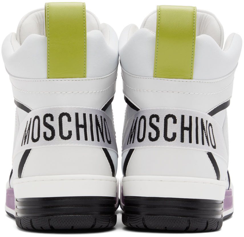 【関税込み】Moschino ホワイト＆グレー Streetball スニーカー Moschino White Streetball High Sneakers Moschino