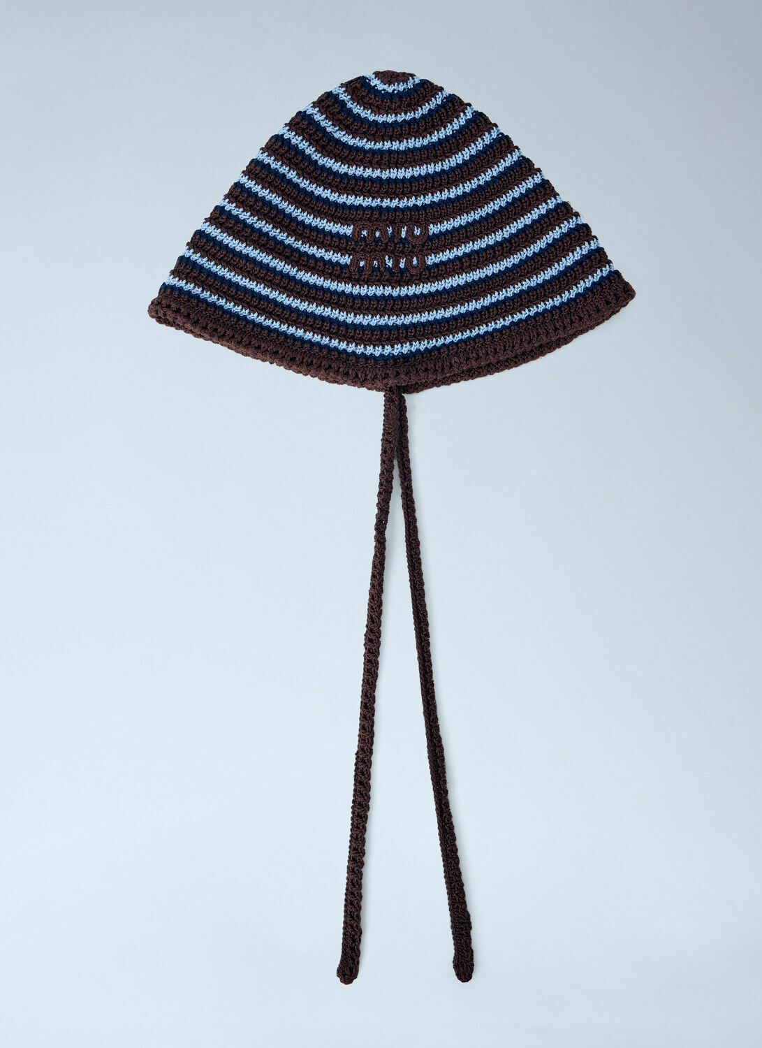 Miu Miu Striped Crochet Hat with Ties