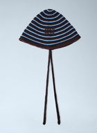 Miu Miu Striped Crochet Hat with Ties